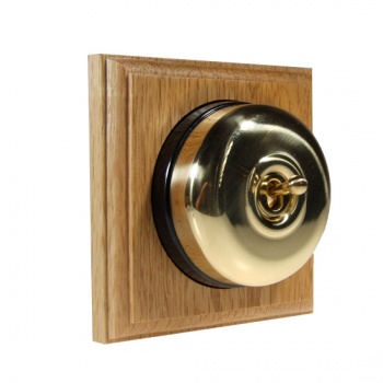 1 Gang Intermediate Light Oak, Polished Brass Dome Period Switch